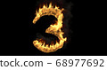 Burning number three on a black background. 3d rendering 68977692