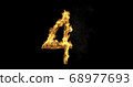 Burning number four on a black background. 3d rendering 68977693