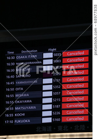 Notice board for notice of flight cancellations Notice board for notice of flight cancellations 68977838