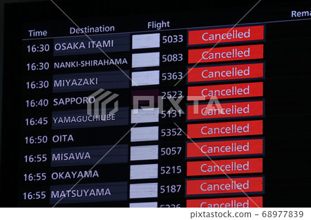 Notice board for notice of flight cancellations Notice board for notice of flight cancellations 68977839