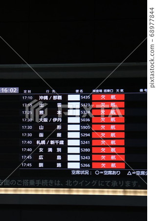 公告板上的航班取消通知 68977844