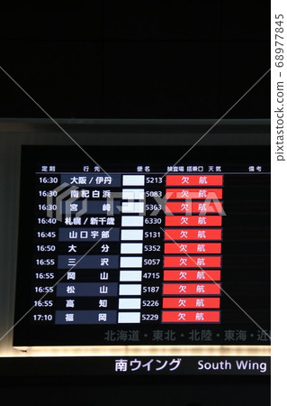 Notice board for notice of flight cancellations 68977845