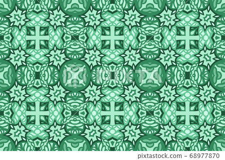 Green art with tribal seamless tile pattern - Stock Illustration ...