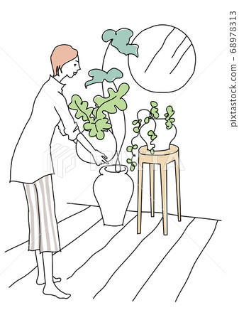 A woman drawing a living room 68978313