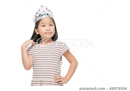 Asian cute girl wearing a crown and a brown dress 68979504