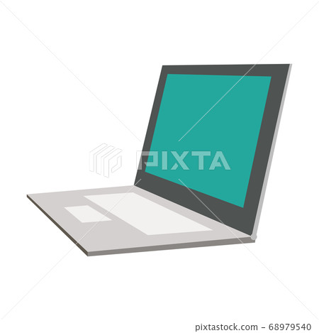 Laptop computer illustration seen from the side - Stock Illustration ...