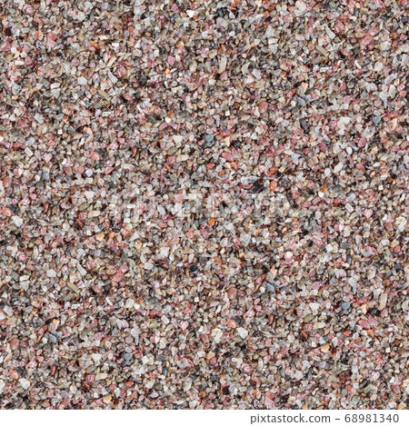 Red, white, black small stones. Quartz. Seamless square texture. Tile ready. 68981340