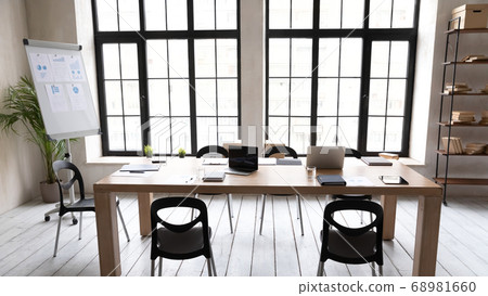 Modern empty office with huge panoramic windows interior. 68981660