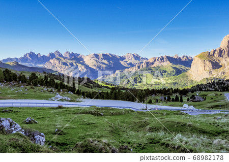 Panorama of the Alpes at Canazei in Dolomites, Panorama of the Alpes at Canazei in Dolomites, 68982178