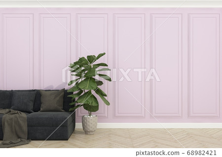 pink wall with wood floor ,3d render 68982421