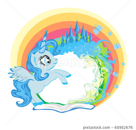 beautiful unicorn and fairy-tale princess castle beautiful unicorn and fairy-tale princess castle 68982676