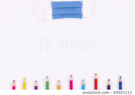Back to school background with supplies and face Back to school background with supplies and face 68983113