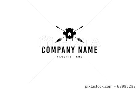 Vector logo on which an abstract image of an animal skull with crossed arrows. 68983282