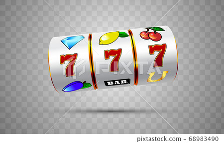 Lucky seven on slot machine. Vector. 68983490