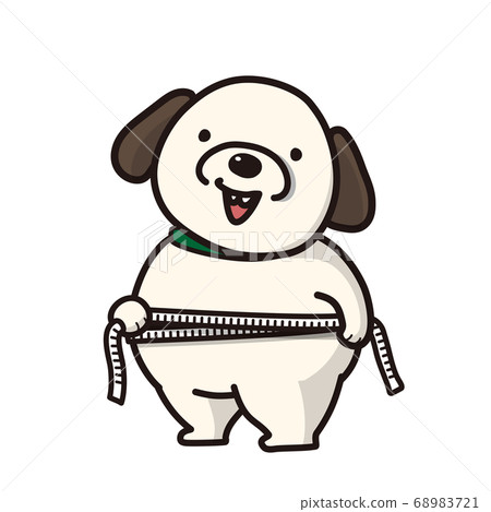 Fat dog 2 measuring the waist with a major Fat dog 2 measuring the waist with a major 68983721