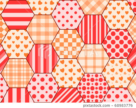 Hexagon patchwork red x orange 68983776