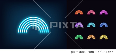 Neon rainbow icon. Glowing neon arch sign, Neon rainbow icon. Glowing neon arch sign, 68984367