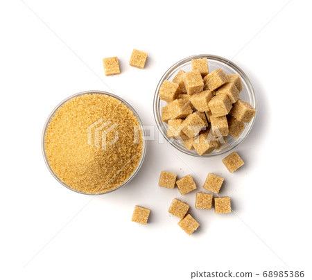 Raw Brown Cane Sugar Isolated on White Background 68985386