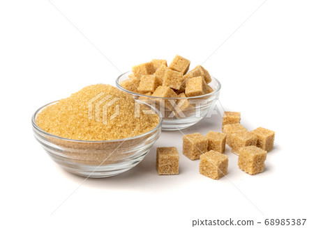 Raw Brown Cane Sugar Isolated on White Background 68985387