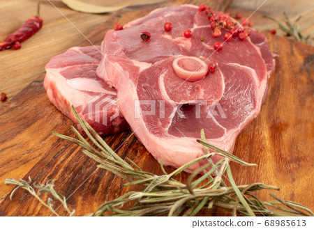 Raw Lamb Chops, Mutton Cuts or Sheep Ribs on Wood Raw Lamb Chops, Mutton Cuts or Sheep Ribs on Wood 68985613