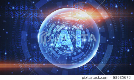 Futuristic Logo For Artificial Intelligence Concept With AI Lettering Over Abstract Background Futuristic Logo For Artificial Intelligence Concept With AI Lettering Over Abstract Background 68985673