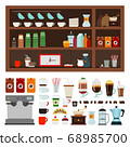 Collection of goods for a coffee shop vector illustration in a flat design. 68985700