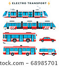 Collection of urban electric transport vector illustration in a flat design. 68985701
