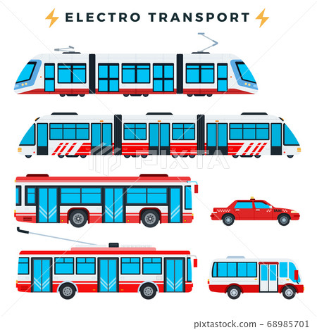 Collection of urban electric transport vector illustration in a flat design. Collection of urban electric transport vector illustration in a flat design. 68985701