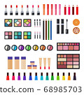 Illustration of sets of decorative cosmetics for makeup for women vector flat icon isolated 68985703