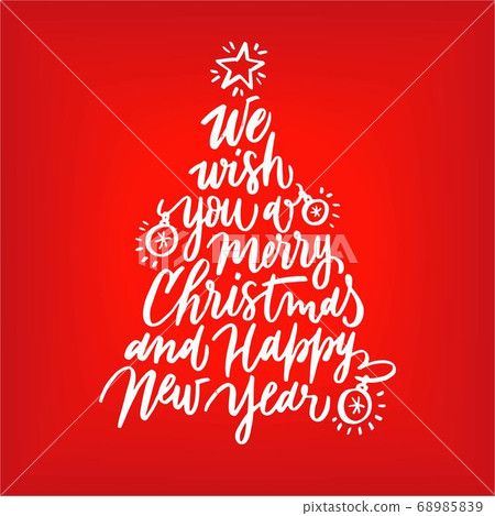 Beautiful Christmas tree lettering card. Christmas party lettering. Beautiful Christmas tree lettering card. Christmas party lettering. 68985839
