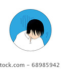 Disappointed young man with speech bubble icon 68985942