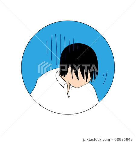 Disappointed young man with speech bubble icon 68985942