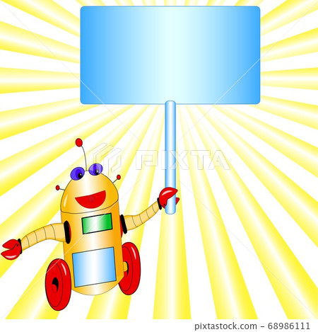 vector illustration. Happy robot with a note... - Stock Illustration ...
