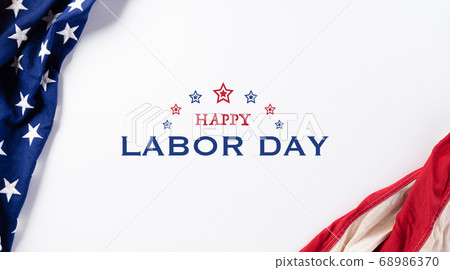 American flags against white background. Flat lay 68986370