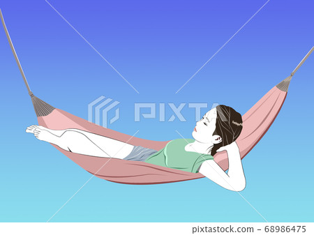 放鬆在吊床的少婦 放鬆在吊床的少婦 68986475