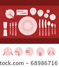 A set of cutlery and table etiquette vector illustration in a flat design. 68986716