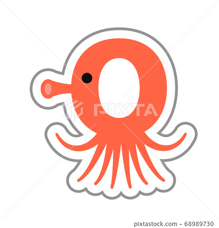 O Cute alphabet English letter Octopus 68989730