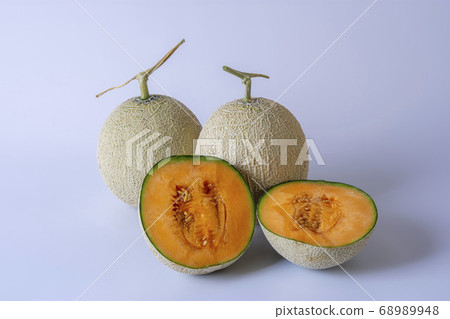 Yubari's sweet red meat melon, studio shot Yubari's sweet red meat melon, studio shot 68989948