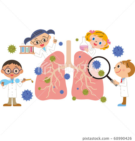 Team doctor treating lungs Team doctor treating lungs 68990426