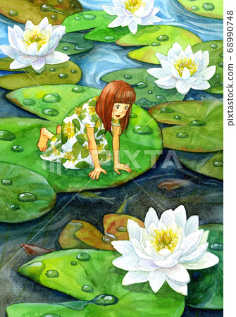 Water lily and girl Water lily and girl 68990748
