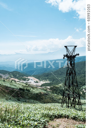 The remains of the Kogushi sulfur mine seen from Mt. The remains of the Kogushi sulfur mine seen from Mt. 68991083