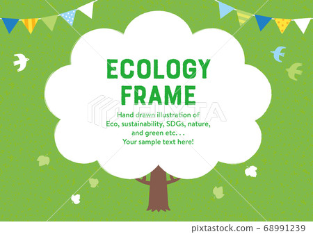 Ecology hand-painted wooden frame with horizontal characters 68991239