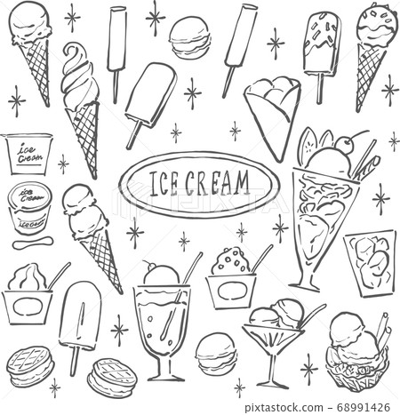 矢量圖線描的彩色冰吧 68991426