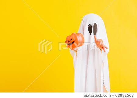 little cute child with white dressed costume little cute child with white dressed costume 68991502