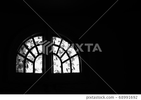 Gothic window - Silhouette background Gothic window - Silhouette background 68991692