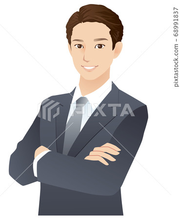 Young men arms crossed businessman Young men arms crossed businessman 68991837