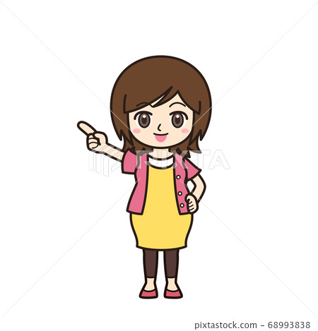 Woman, mother, pregnant woman pointing Woman, mother, pregnant woman pointing 68993838