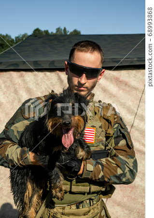 Soldier with dog Soldier with dog 68993868