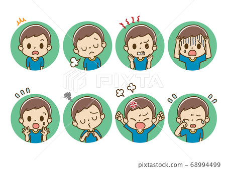 Facial expression set Boys and children frame available (negative feeling) 68994499