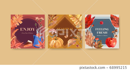 Ads template with autumn daily concept design for 68995215